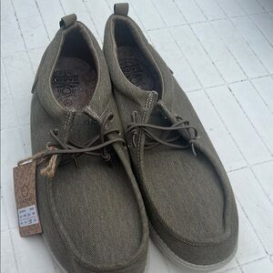 Itazero khaki green Loafers Slip-Ons with Suede Finish